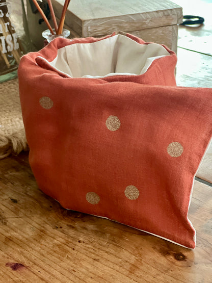 Bouillotte rectangulaire déhoussable en double gaze– Grande bouillotte chauffante artisanale au blé